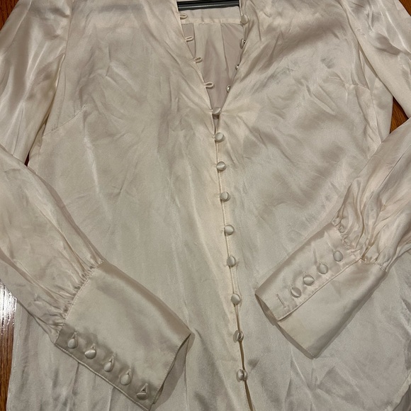 L'AGENCE Silk Long Sleeve Button-Up Top sz XS - Picture 3 of 7